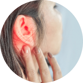 Woman with an ear infection